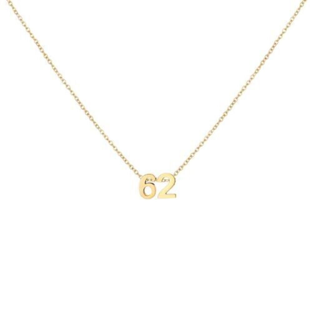 9515 18K Gold Plated Number 62 Necklace Dainty Pendant Chain Necklace